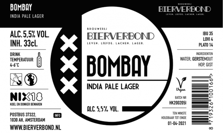 Bombay speciaalbier etiket